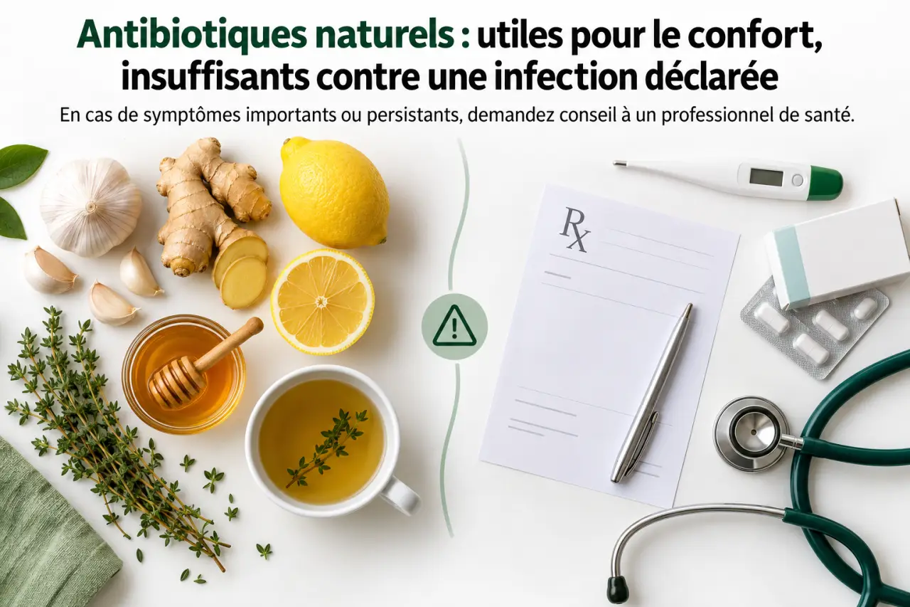 Antibiotiques naturels : utiles pour le confort, insuffisants contre une infection déclarée