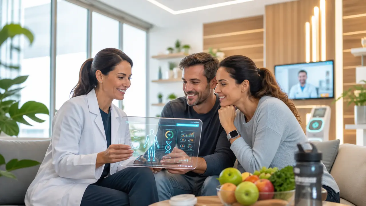 Centre médical moderne lumineux illustrant un bilan santé IA personnalisé