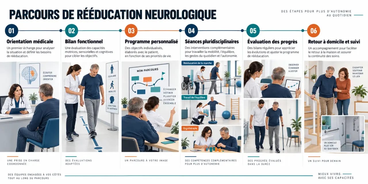 Parcours de rééducation neurologique du bilan au retour à domicile