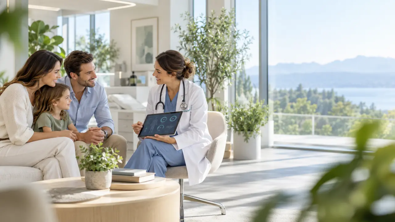 Personne réalisant un bilan de santé préventif dans un environnement médical moderne