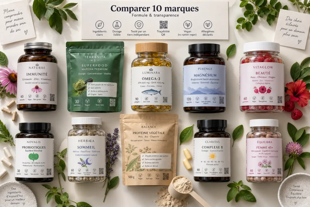 10 marques de compléments alimentaires à comparer selon la formule et la transparence