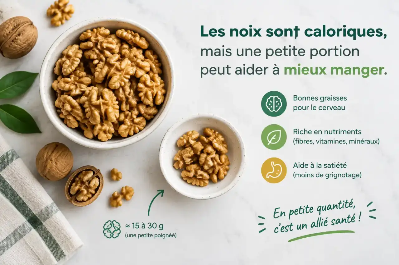 Les noix sont caloriques, mais une petite portion peut aider à mieux manger