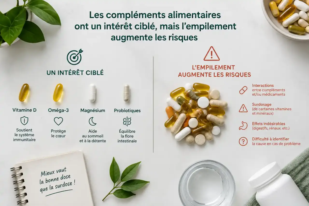 Les compléments alimentaires ont un intérêt ciblé, mais l’empilement augmente les risques
