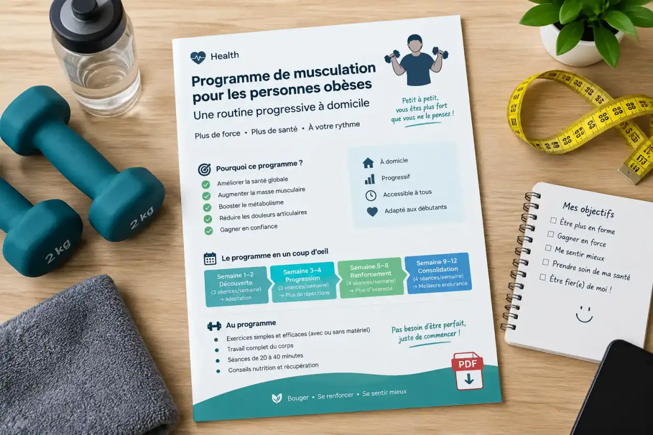 Programme de musculation pour les personnes obèses en PDF : une routine progressive à domicile